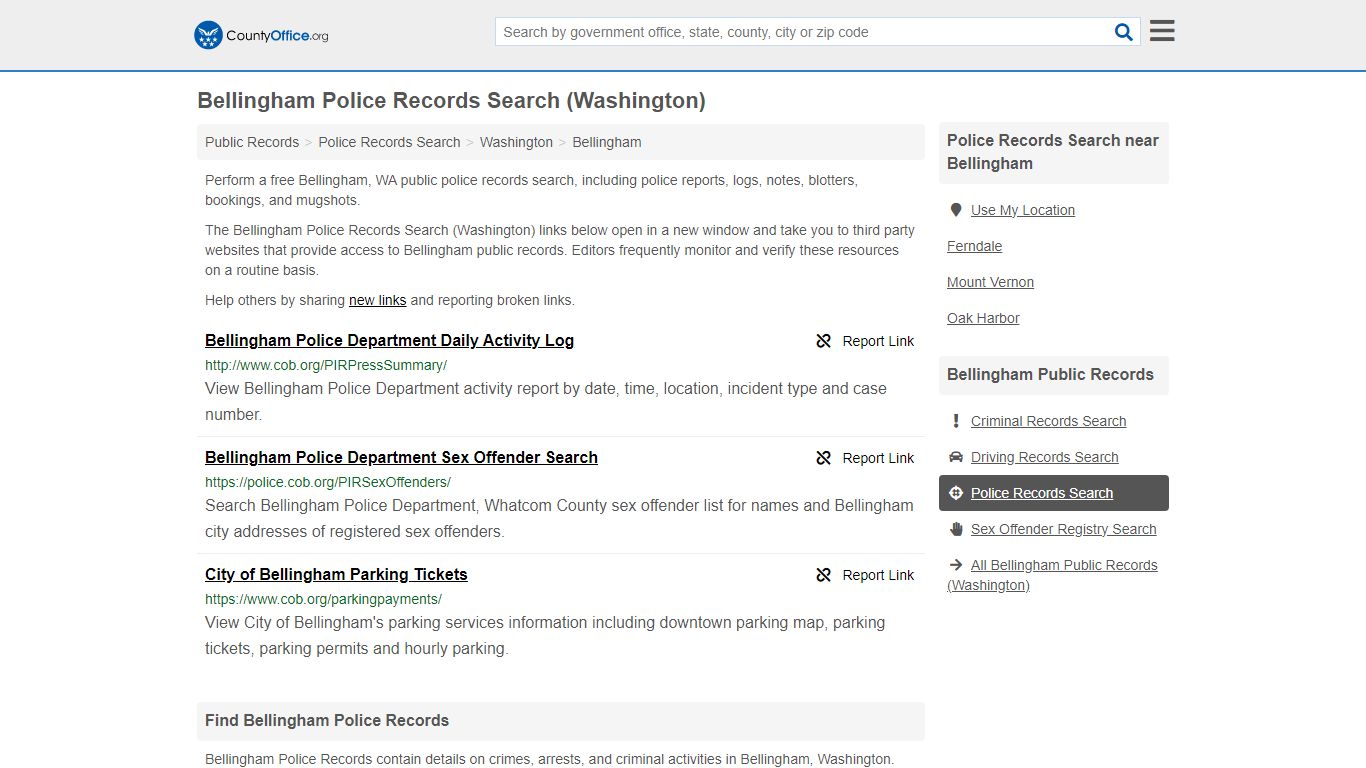 Police Records Search - Bellingham, WA (Accidents & Arrest Records)