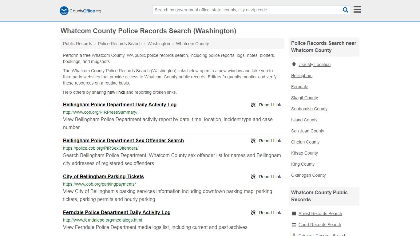 Whatcom County Police Records Search (Washington) - County Office